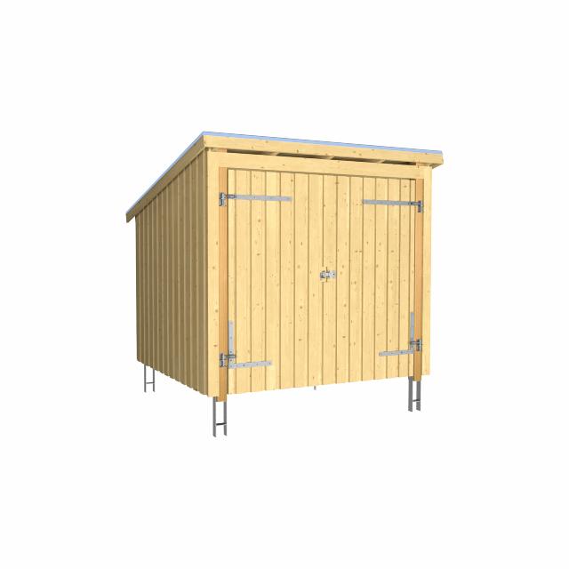 Nordic Cykelskjul 5 m² - 1 modul med dubbeldörr - inkl. takpapp/aluminiumlister/stolpfötter