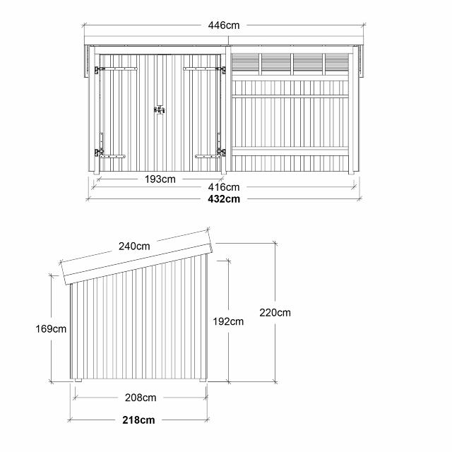 Nordic Multi Havehus 9,5 m² - 2 moduler m/dobbeltdør og åben front - inkl. tagpap/alulister