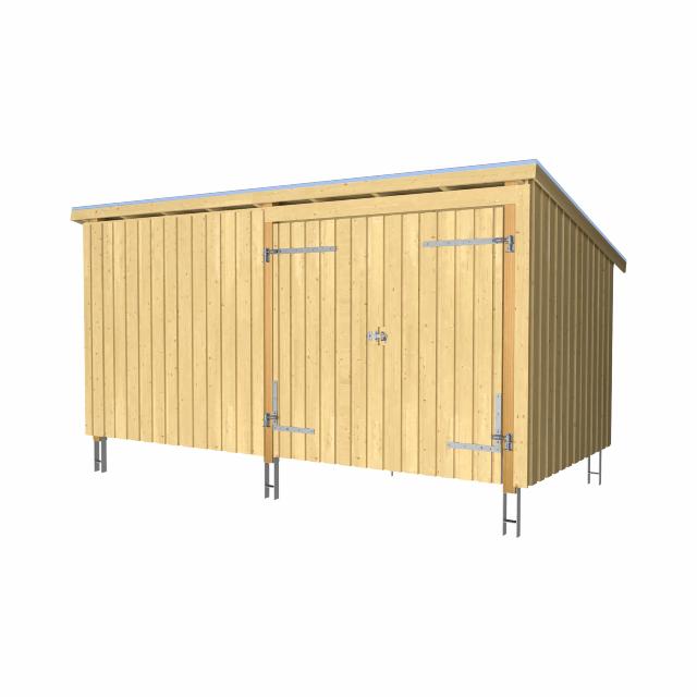 Nordic Multi Havehus 9,5 m² - 2 moduler m/dobbeltdør og lukket front - inkl. tagtap/alulister/stolpefødder