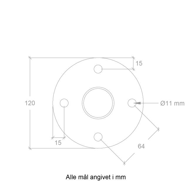 Stålstolpe rund med fot - Ø42,4 mm×96 cm - inkl. 1 stk. stolpedekke/bolter