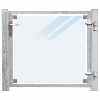 Glaslåge Frosted - 99×91 cm + 16 cm stolper - højrehængt og til fundament