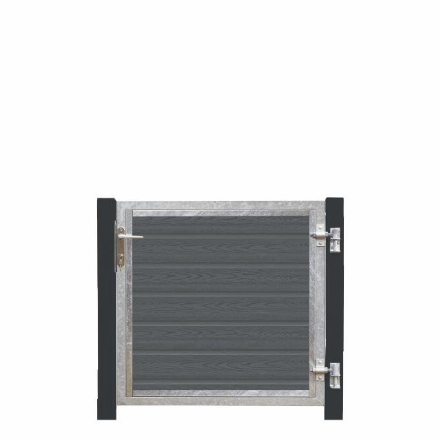 Artura komposit enkeltlåge 115×95 cm højrehængt m/gråsorte stolper til nedstøbning