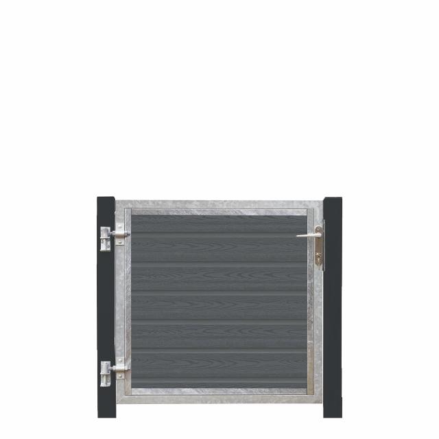 Artura komposit enkeltlåge 115×95 cm venstrehængt m/gråsorte stolper til nedstøbning