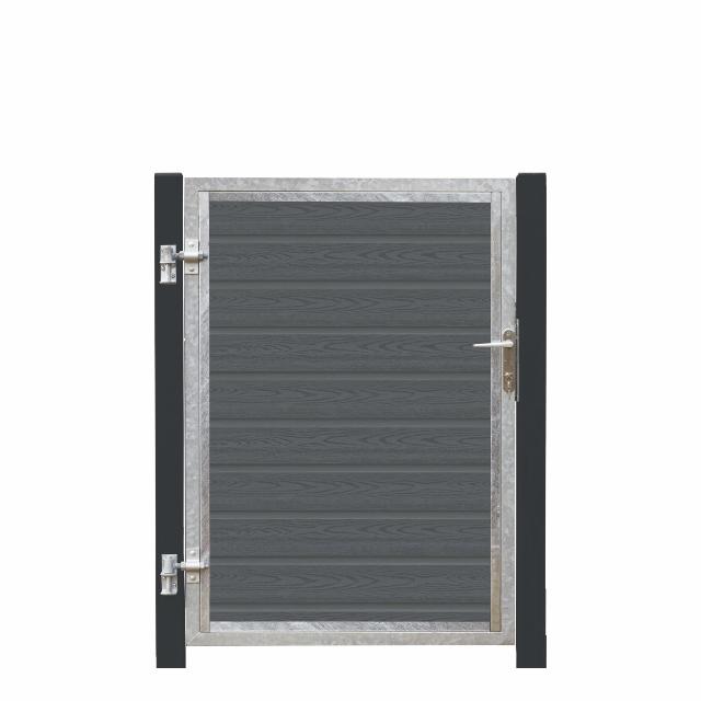 Artura komposit enkeltlåge 115×135 cm venstrehængt m/gråsorte stolper til nedstøbning