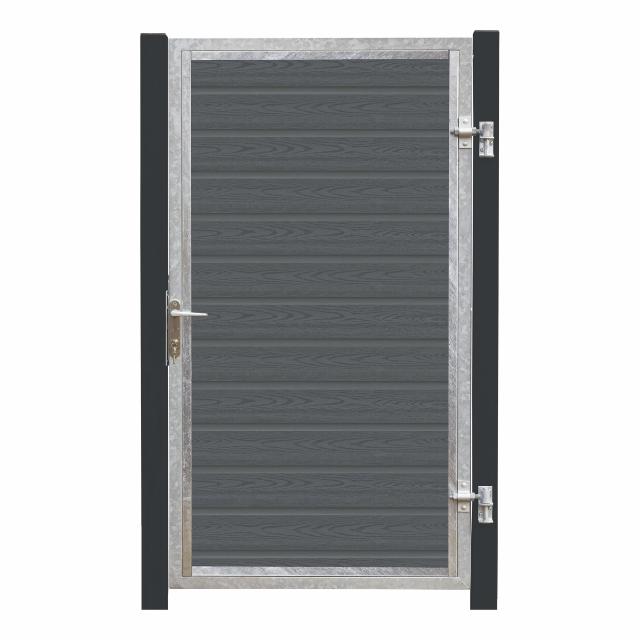 Artura komposit enkeltlåge 115×175 cm højrehængt m/gråsorte stolper til nedstøbning