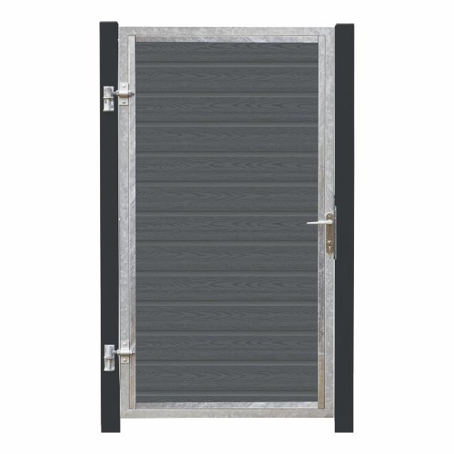 Artura komposit enkeltlåge 115×175 cm venstrehængt m/gråsorte stolper til nedstøbning