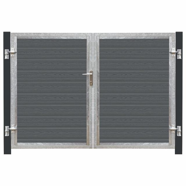 Artura komposit dobbeltlåge 213×135 cm m/gråsorte stolper til nedstøbning