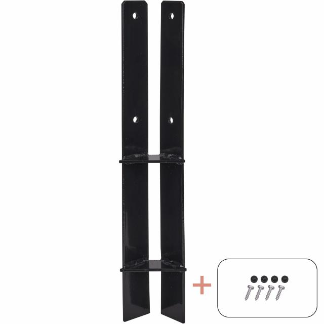 Hjørne Stolpefod 60 cm - 9×9 cm stolper - til nedstøbning - m/skruer