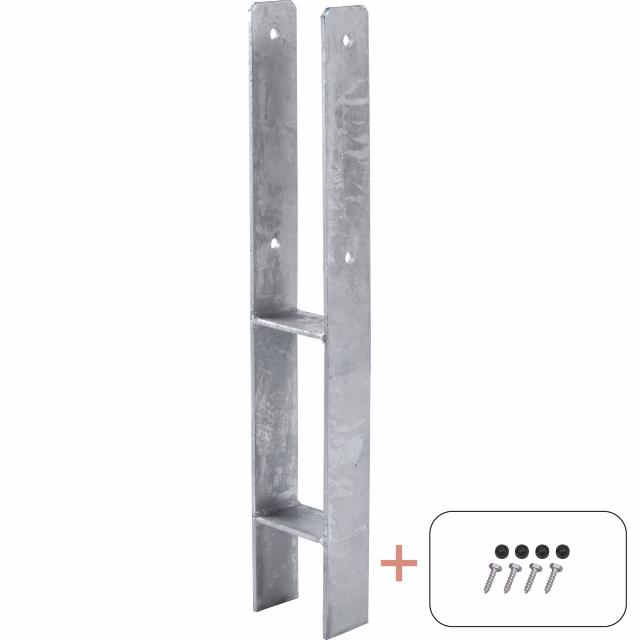 H-Stolpefod 60 cm - 9×9 cm stolper - til nedstøbning - m/skruer