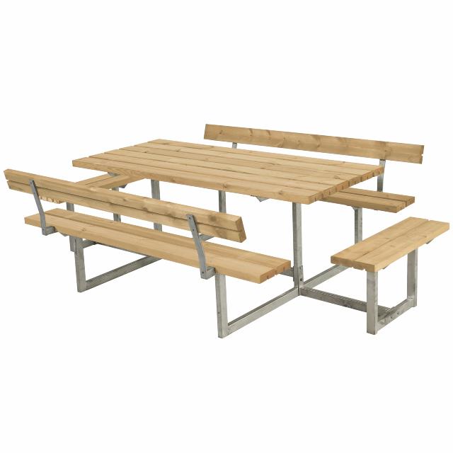 Basic bord/bænkesæt m/2 ryglæn og 2 påbygninger - 260 cm - ThermoWood®