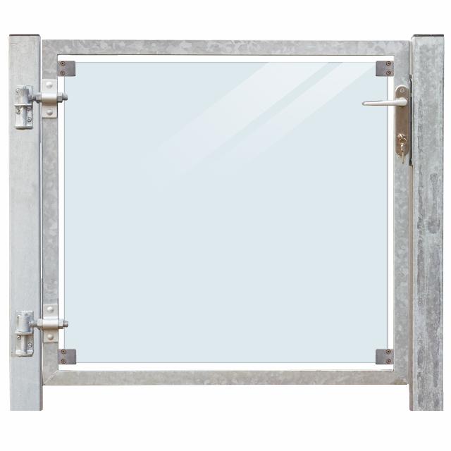 Glaslåge Klar - 99×91 cm + 16 cm stolper - venstrehængt og til nedstøbning 