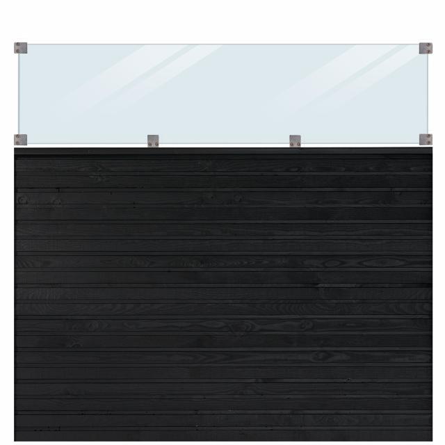 PLUS Plank Profilzaun m/Glas - Schwarz - 174×163 cm