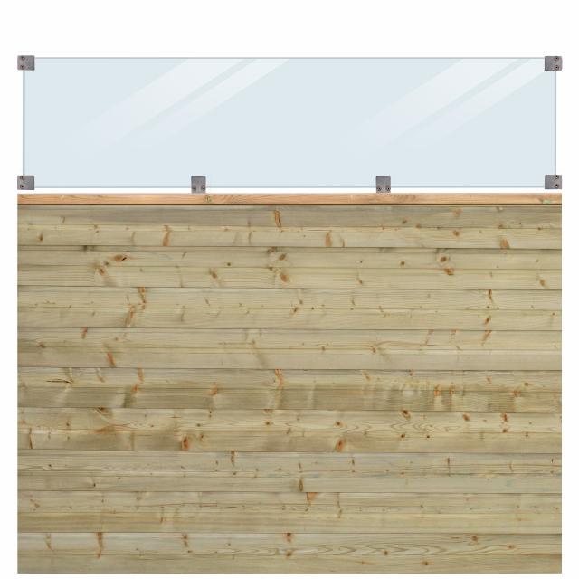 PLUS Plank Profilzaun m/Glas - 174×163 cm